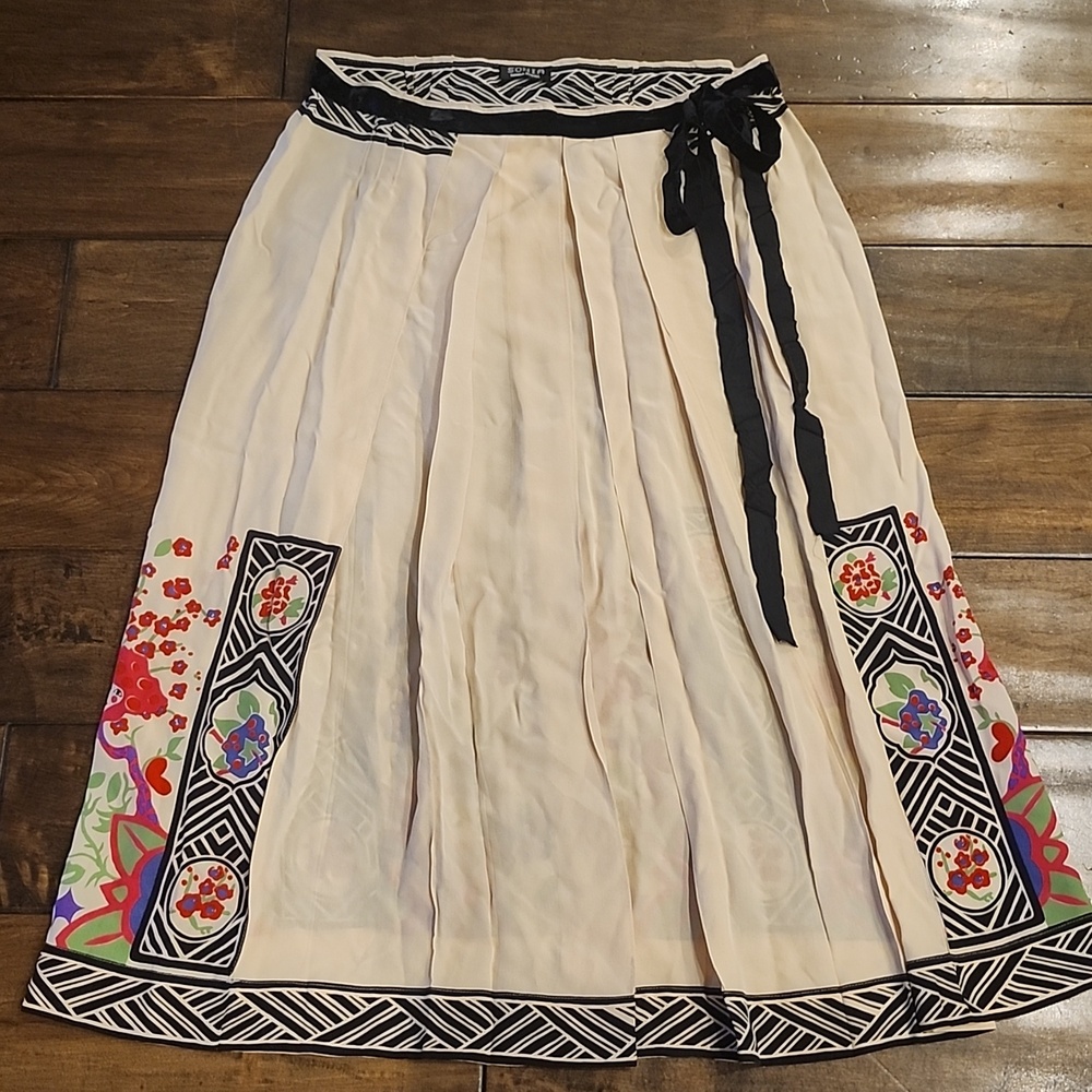 Sonia Rykiel Cream Ans Multi Color Skirt Geometric Design SZ M